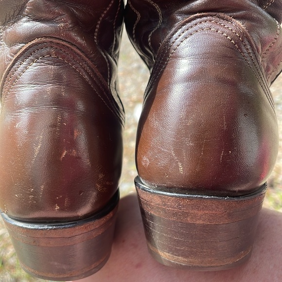 Nocona Boots Justin Western cowgirl leather brown pull on Boot size 6 1/2 - Picture 12 of 13